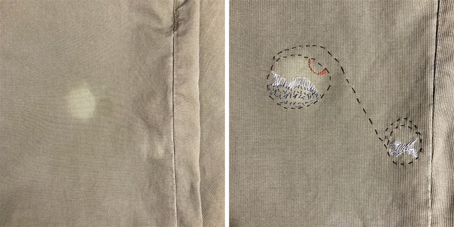 Stain cover up before and after photos
